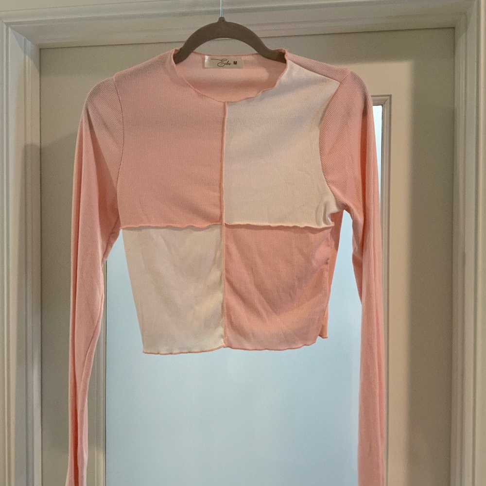 Pink & White Harlequin Crop Top, Size M